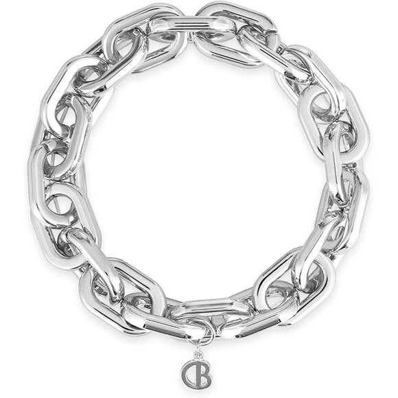 Silver Beaded Bracelets for Women Chunky Paperclip Chain Gift Jewelry - Picture 1 of 11